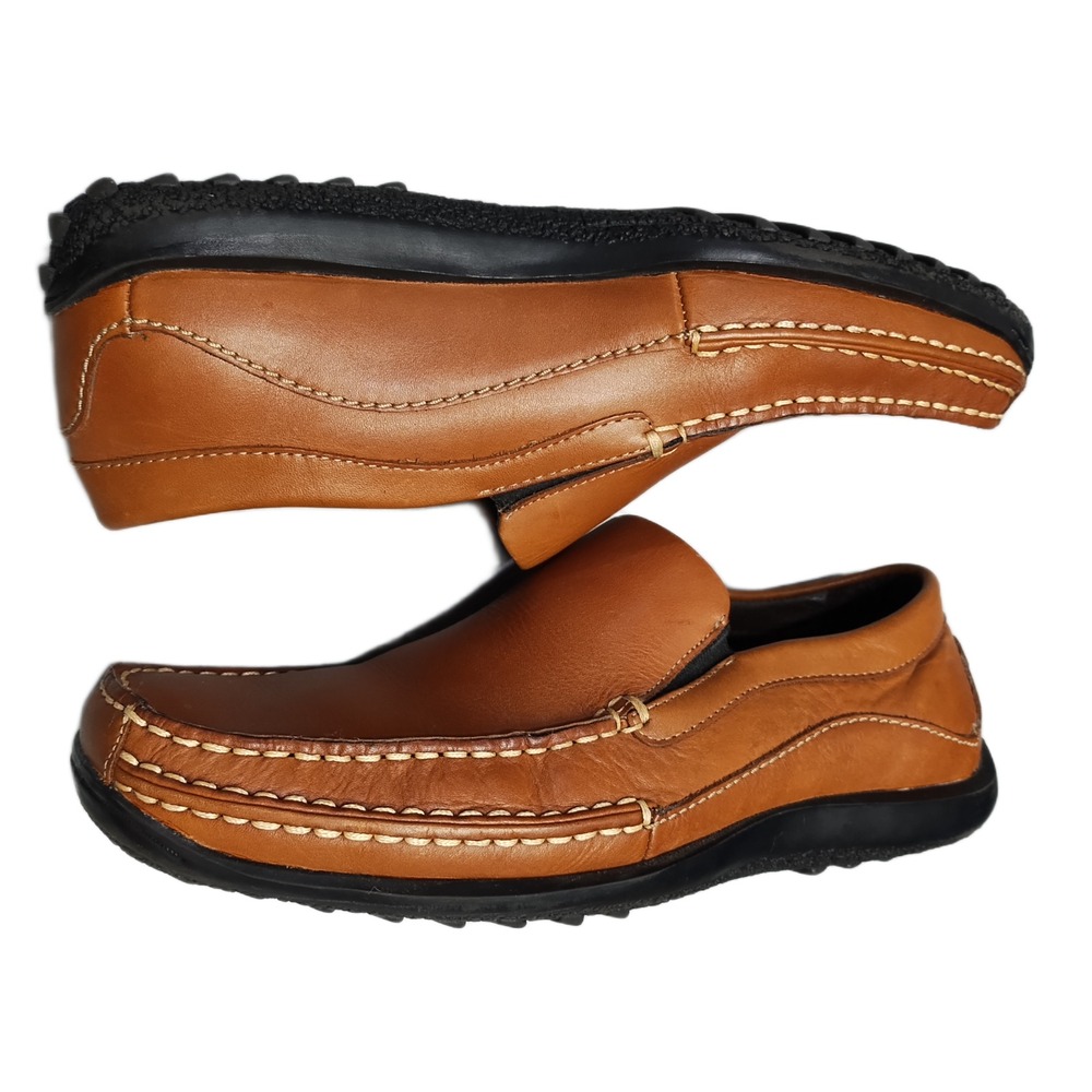 Unlisted Drive Loafers Mens 9 Brown Leather Contrast Stitching Moc Toe Slip On